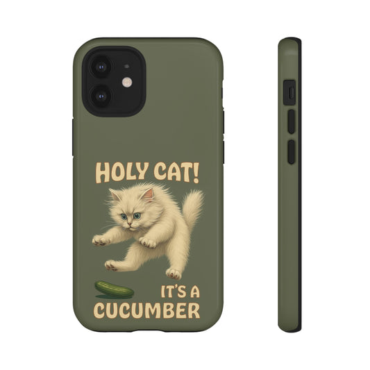 Holy Cat! It's a Cucumber – Funny Jumping Cat Phone Case