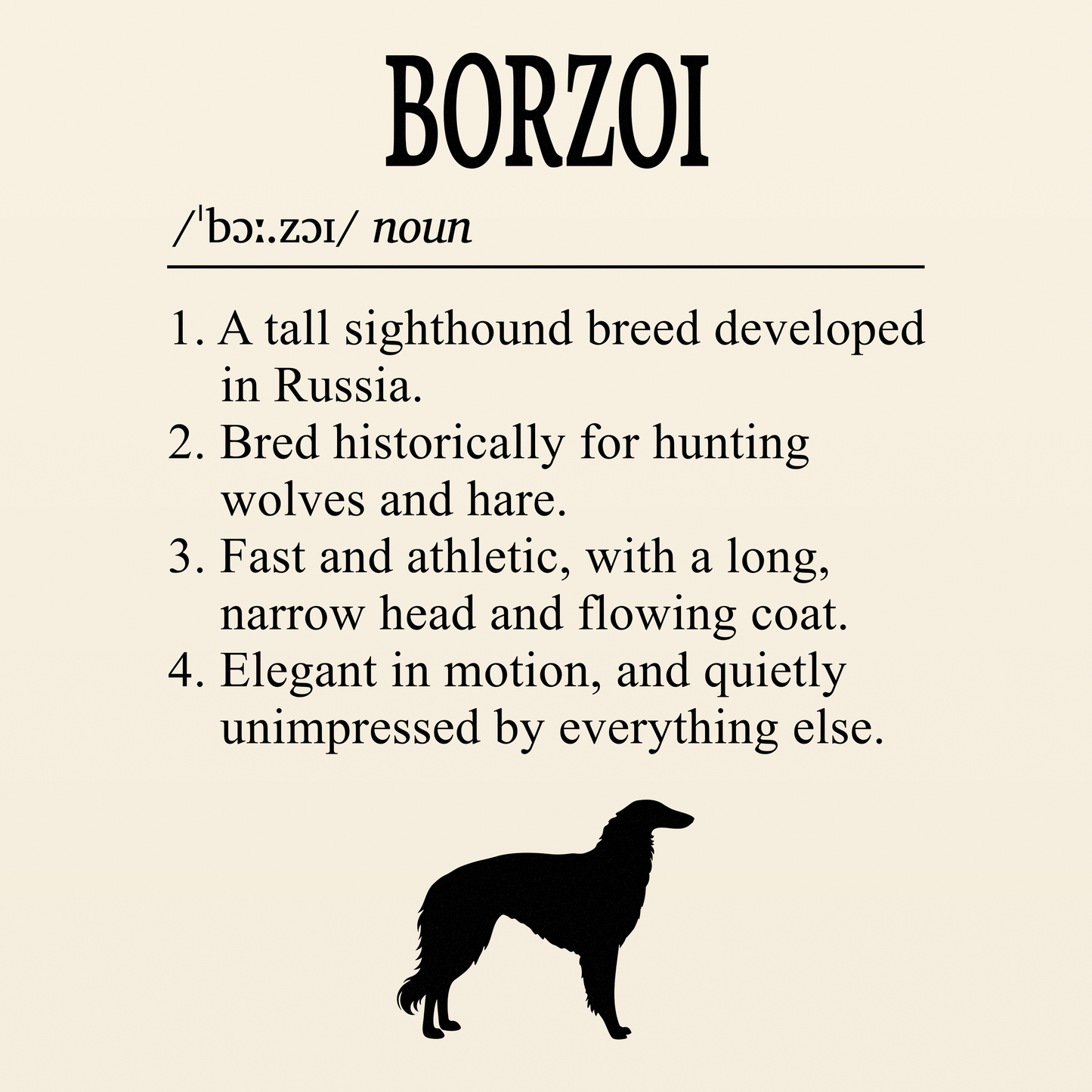 Borzoi Definition T-Shirt Dictionary Dogs Collection