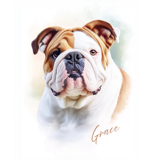Custom Pet Portrait of your Pet Framed Print Watercolour Style with Name.