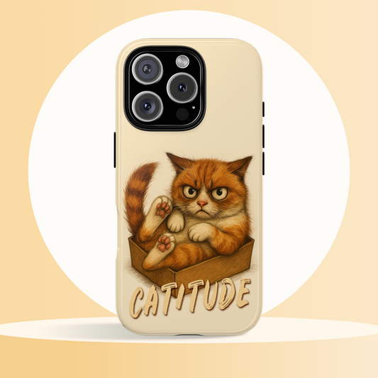 Grumpy Ginger Cat Phone Case CATITUDE in a Box