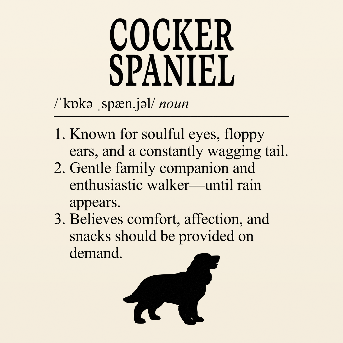 Cocker Spaniel Definition T-Shirt Dictionary Dogs Collection