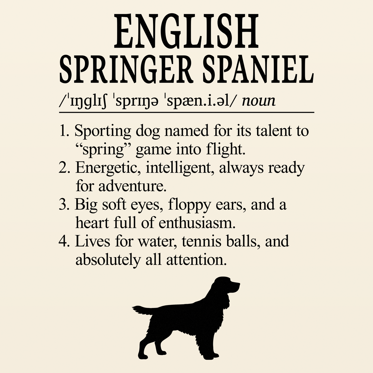 English Springer Spaniel Definition T-Shirt Dictionary Dogs Collection