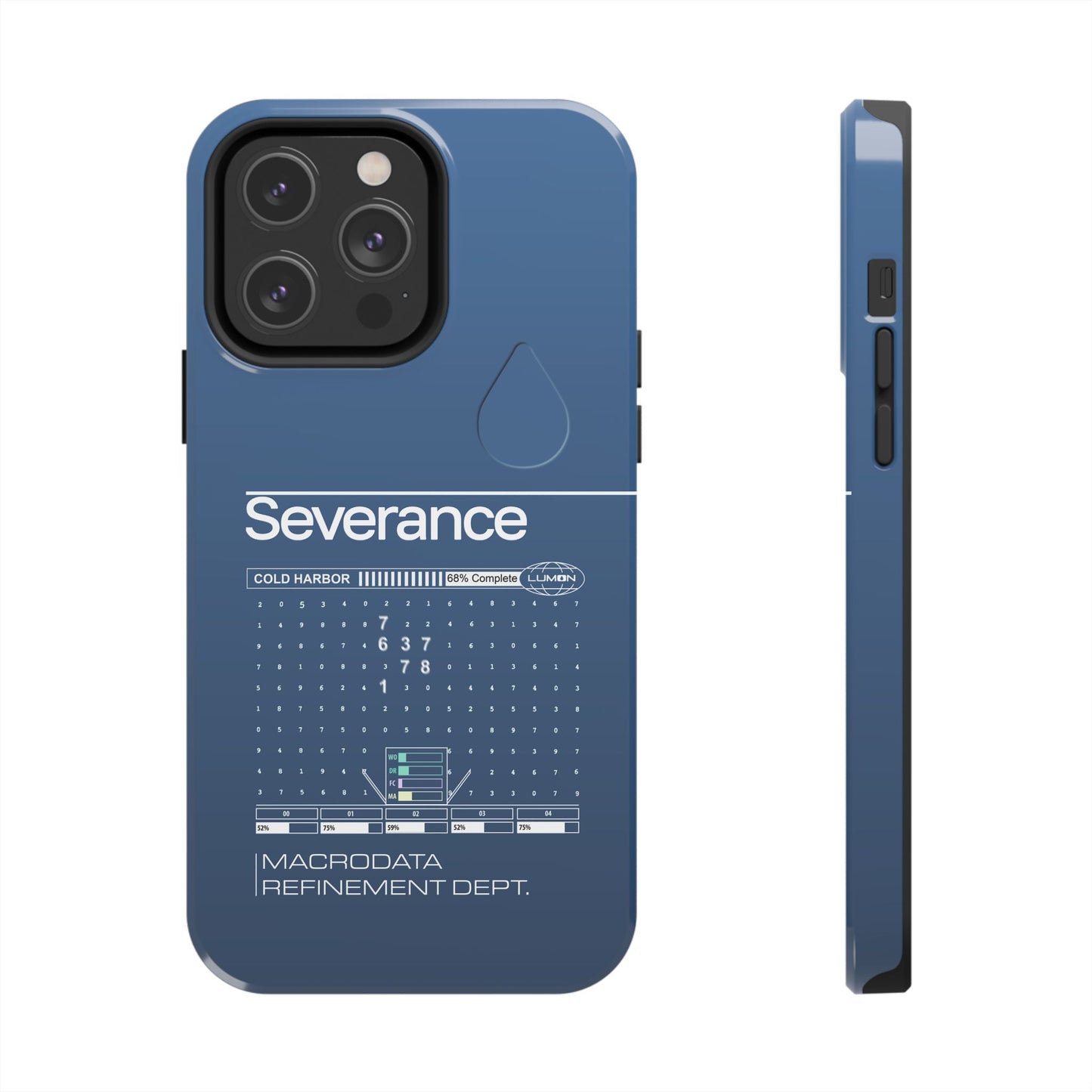 Severance Inspired Phone Case Cold Harbor Corporate Blue Design