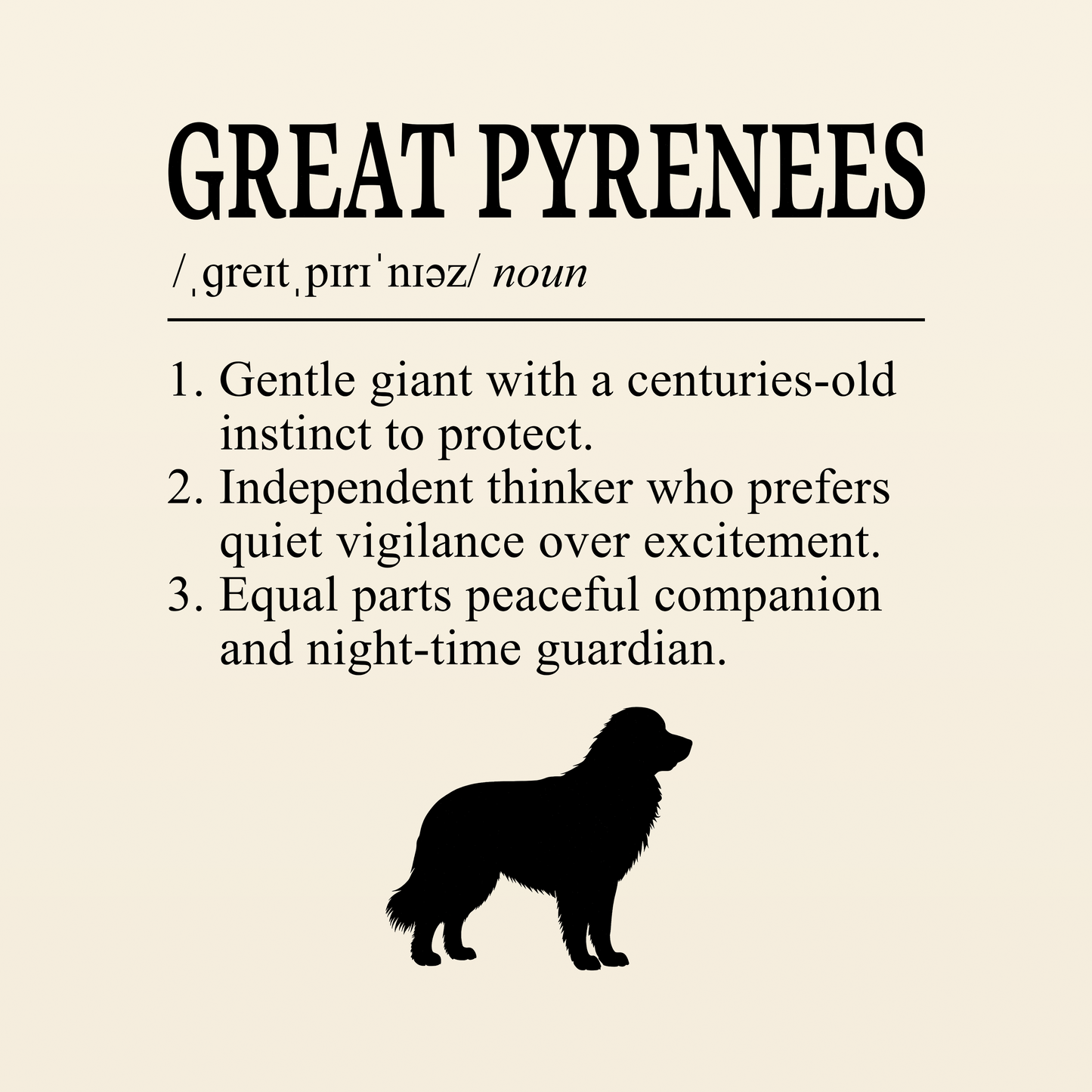 Great Pyrenees Definition T-Shirt Dictionary Dogs Collection