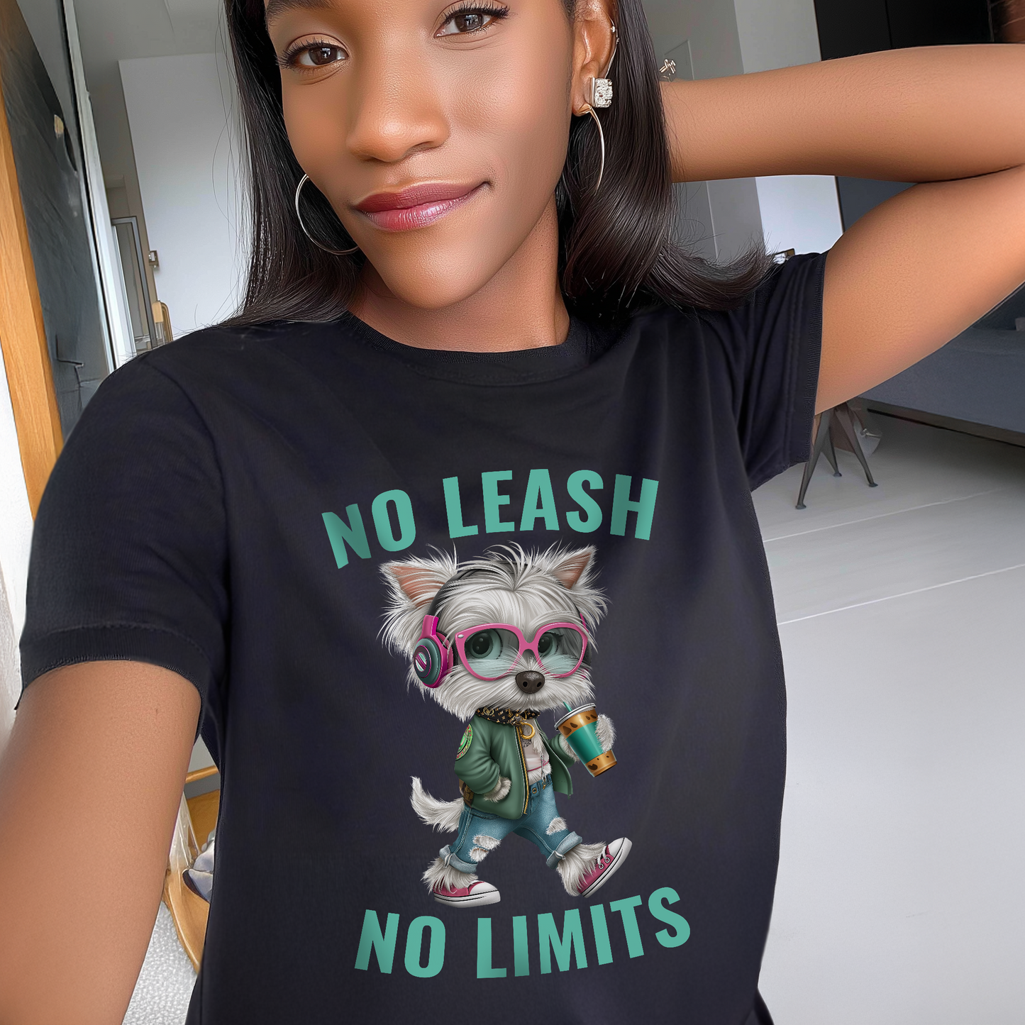 No Leash No Limits Westie Dog T-Shirt Street Style Pet Tee