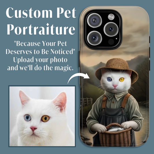 Custom Cat Portraiture Phone Case Vintage Character