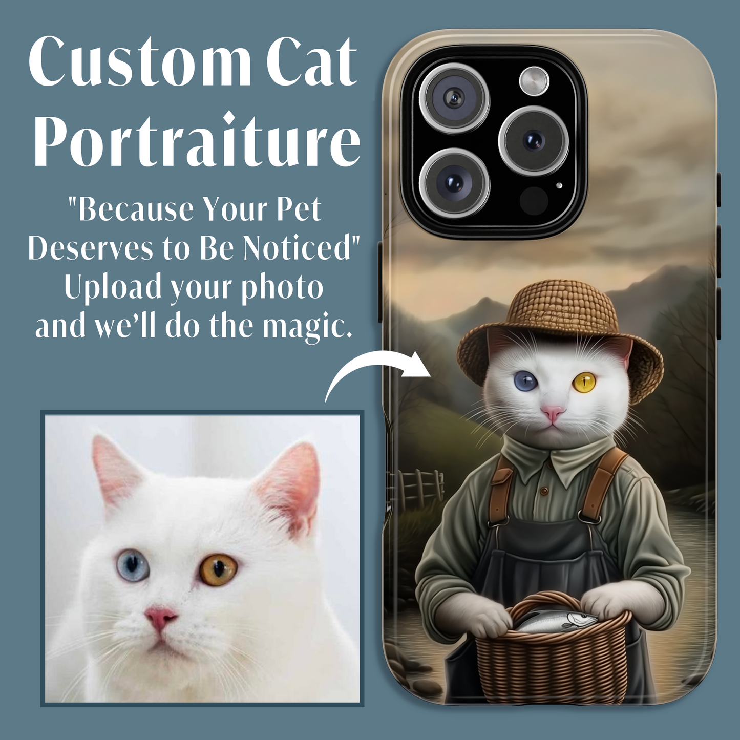 Custom Cat Portraiture Phone Case Vintage Character