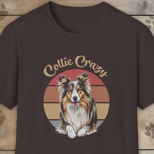 Collie Crazy Retro Sunset T Shirt.