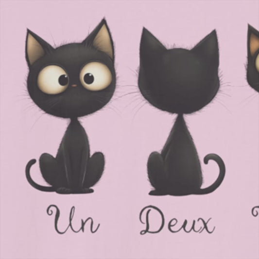 Four Black Cats Funny French Number T Shirt